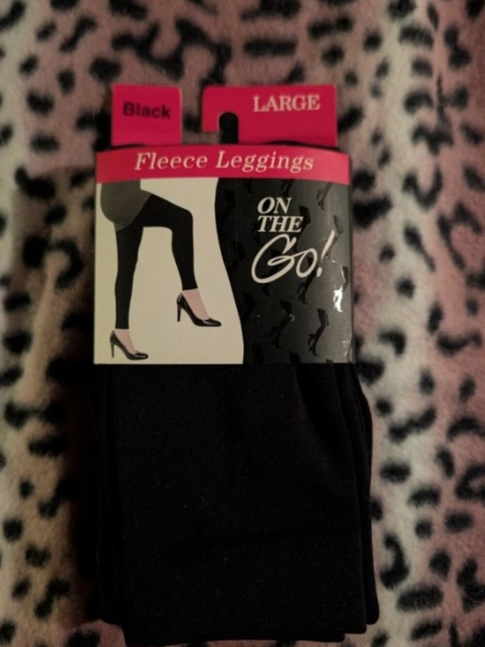 On The Go! Black Fleece Leggings Size L. Brand new in original packaging.